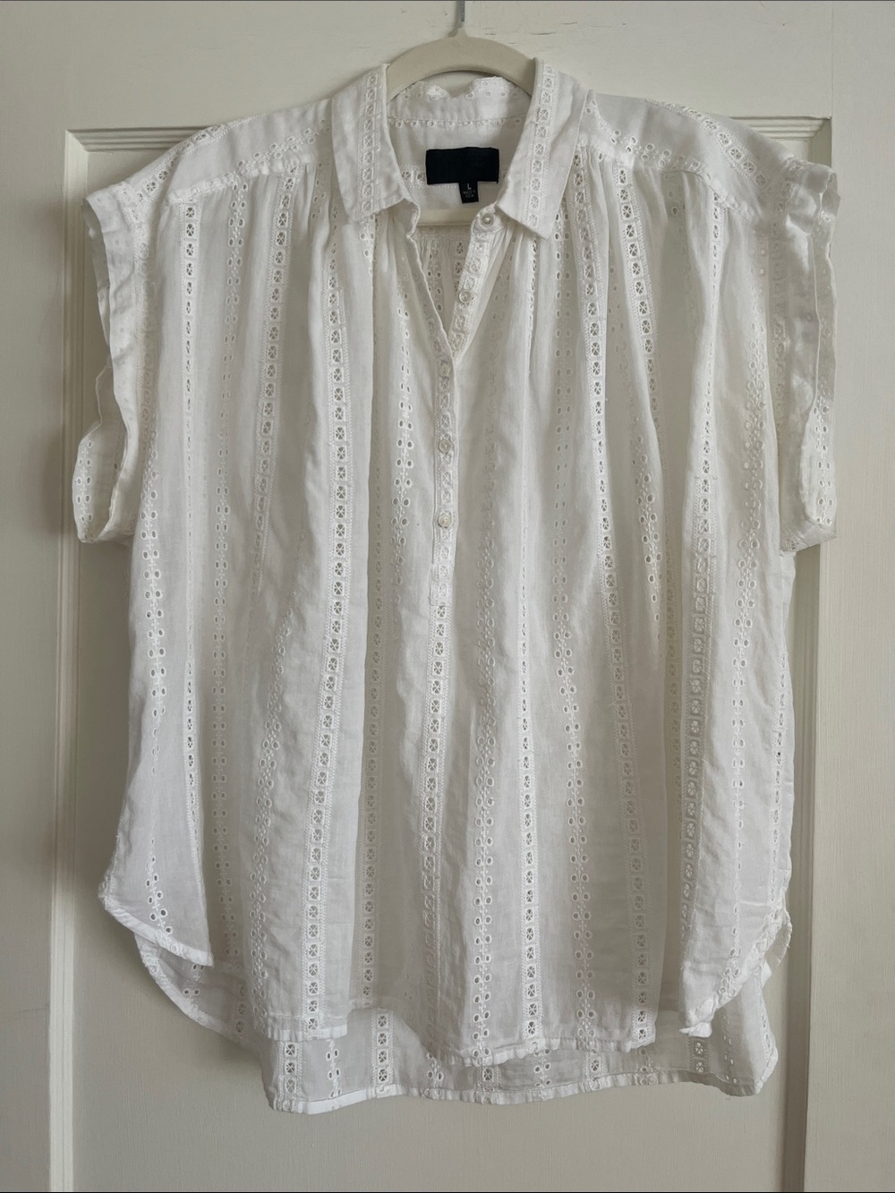 Nili Lotan Chantal White Eyelet popover - Picture 2 of 5
